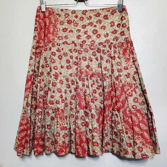Chaps Floral Skirt Womens Size Small Midi Tiered Floral Lined Boho Western - Picture 6 of 7